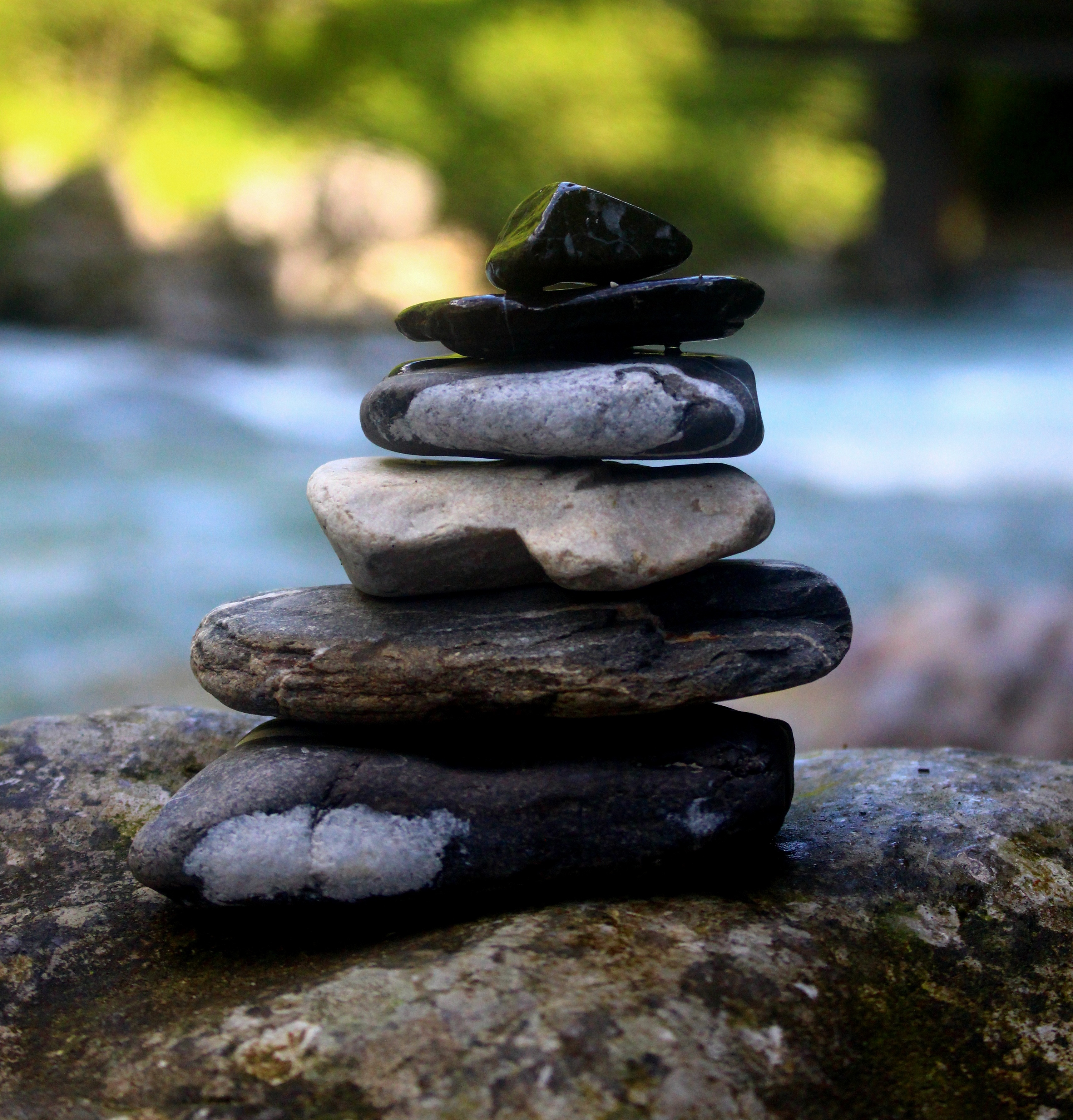 river rocks stacked atop each other